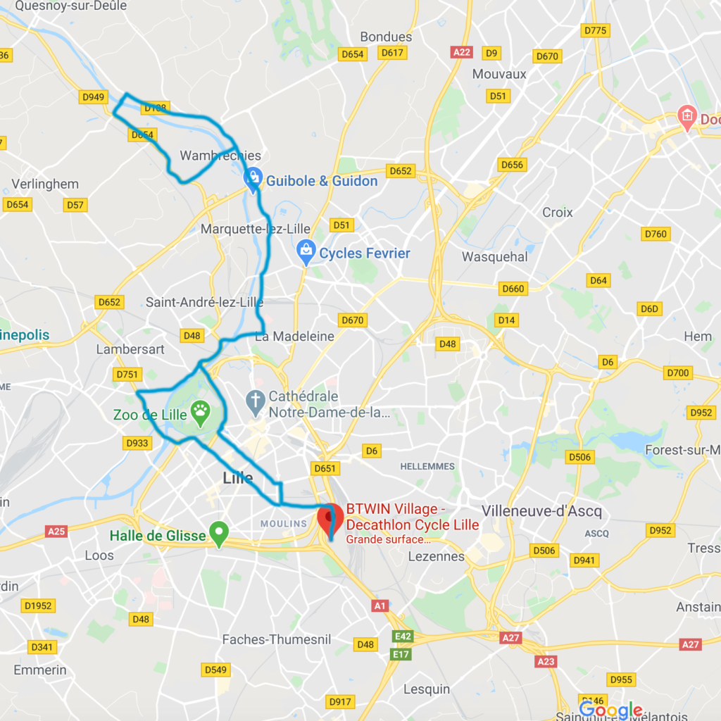 La Voie Verte comme balade à faire à vélo autour du B'twin village à Lille